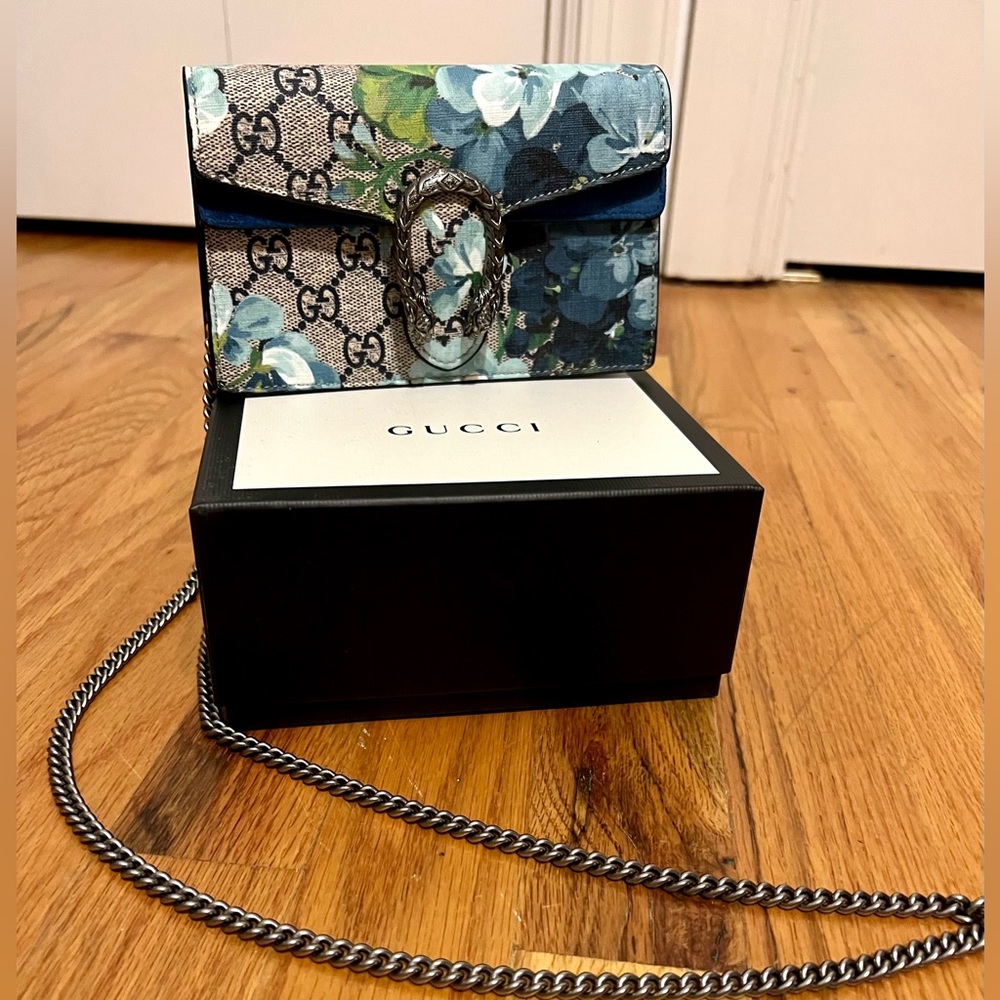 Gucci Blue Floral Shoulder Bag